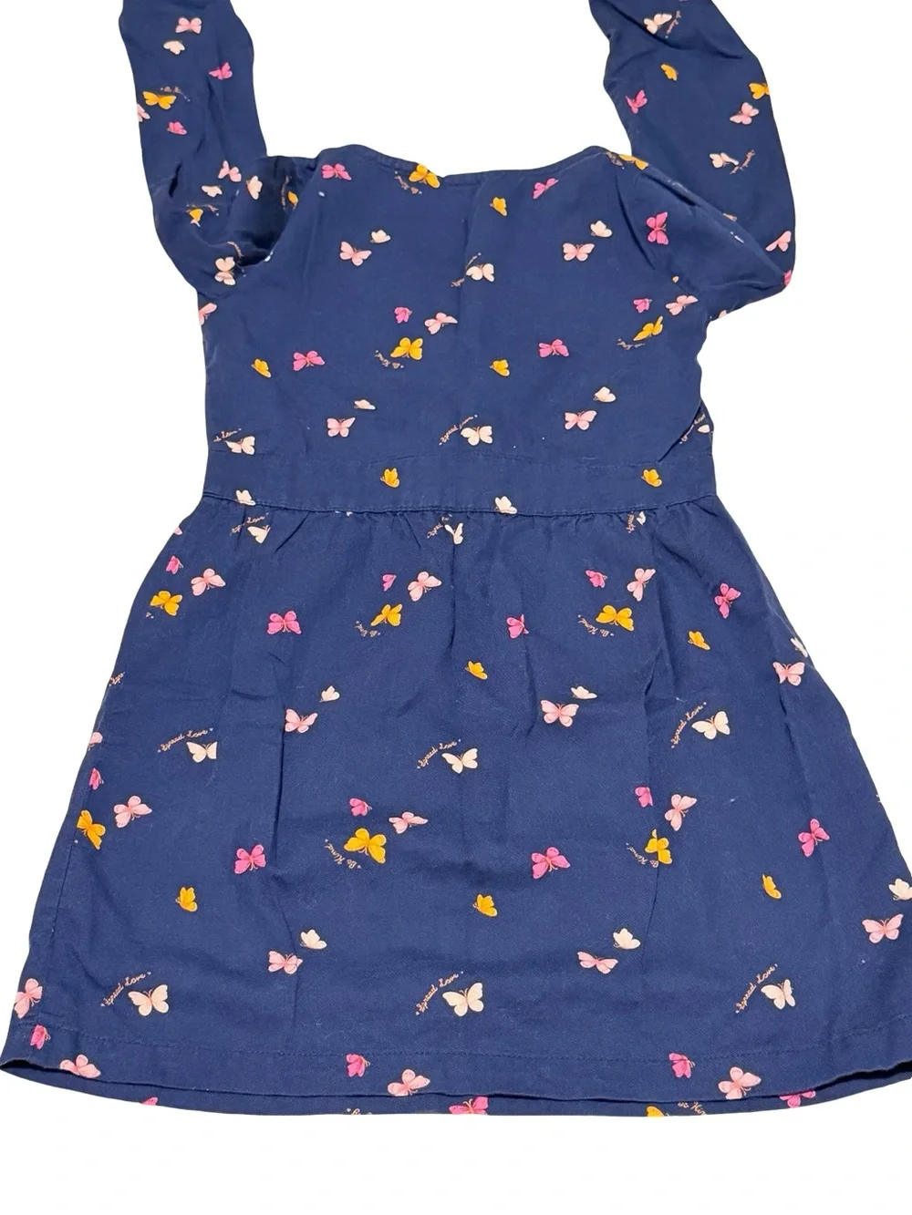 Carter’s Girls Size 8 Navy Butterfly Print Long Sleeve Dress Casual Playwear